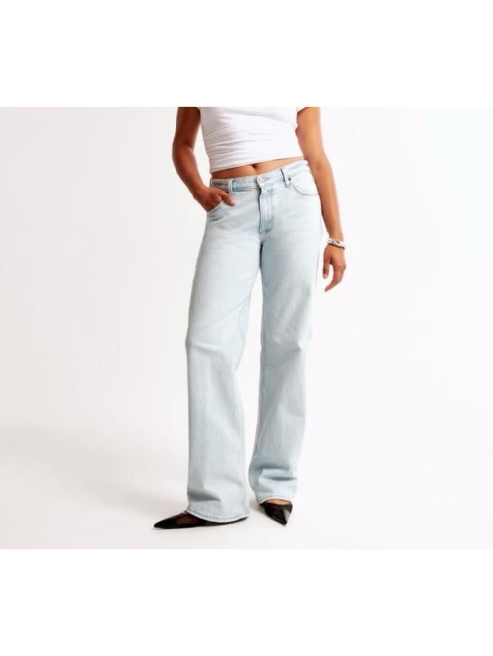 Abercrombie Mid Rise Baggy Light Jeans destroyed size 24 00s
